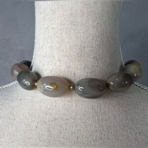 Large vintage agate stone choker with brass